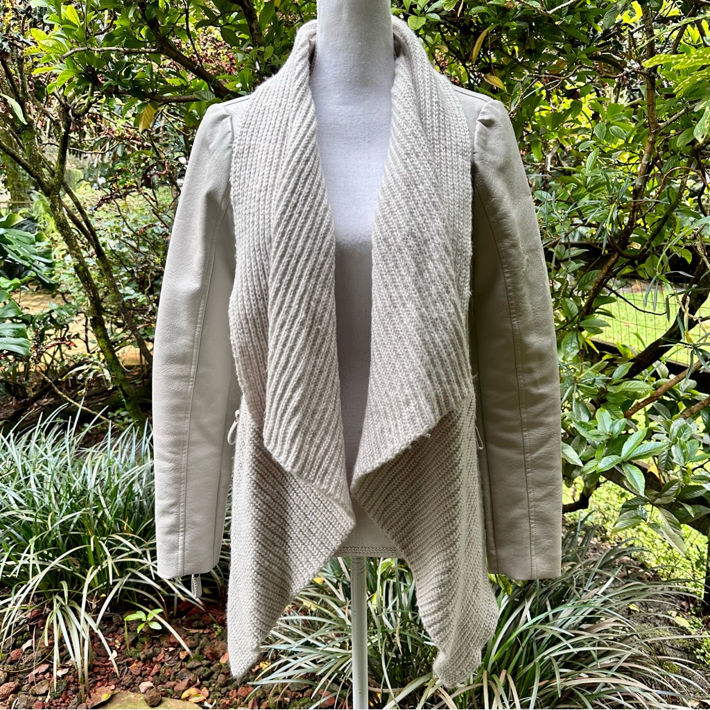 Blanc Noir White Faux Leather Jacket